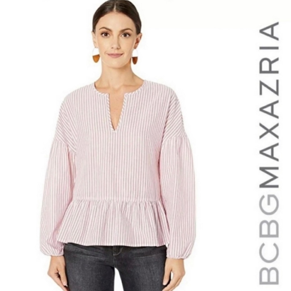 BCBGMAXAZRIA Pink Stripe Blouse
